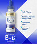 Carlyle Vitamin B12 Sublingual | 10000mcg | 2 fl oz | Vegetarian Non-GMO Gluten Liquid Drops