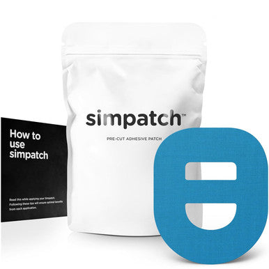 Simpatch Omnipod Adhesive Patch with Strap (25-Pack) Waterproof Adhesive CGM Tape (Blue)