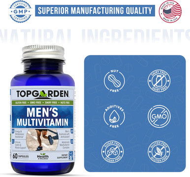Men'S Multivitamin - Essential Multivitamins & Multiminerals Supplement A, C, D, E & B12, With Zinc, Calcium, Magnesium & More For Men'S Wellness Support. Boost Your Body And Mind
