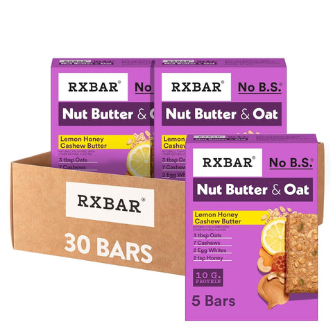 RXBAR Nut Butter and Oat Protein Bars, Protein Snacks, Snack Bars, Lemon Honey Cashew Butter, 23.2oz Box (12 Count)