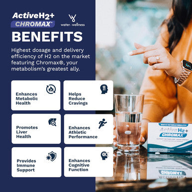 Active H2+ Chromax - Hydrogen Water Tablets Plus Chromium - Balance Your Metabolism And Activate Your Fitness With Dual Benefits Of Molecular Hydrogen And Chromium (30 Tablets)