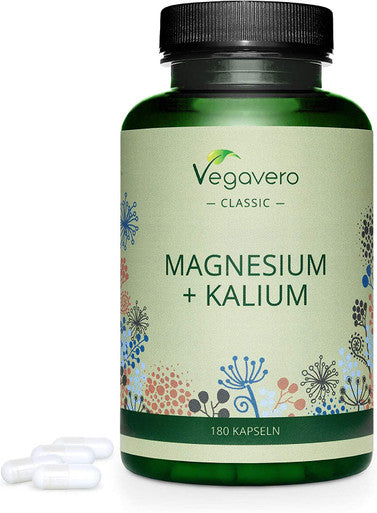 Magnesium + Potassium Vegavero | High Strength Citrate Forms | 180 Vegan Capsules | Electrolytes for Hydration & Recovery