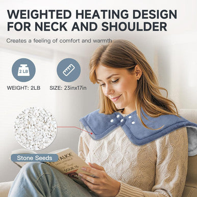 Heating Pad For Neck And Shoulders And Back, 2Lb Weighted Neck Heating Pad For Back Pain Relief, Shoulder Heating Pad With 6 Heat Settings, 4 Timer Auto-Off, Christmas Gifts For Women Men Mom Dad