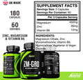 ZM-GRO - Zinc, Magnesium & Vitamin B6 ZMA 180 Capsules - Helps Support Testosterone - Promotes Muscle Strength, Recovery, Energy & Better Sleep - UK Made ZMA Tablets