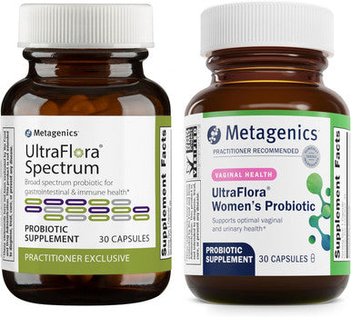 Metagenics Bundle - UltraFlora Spectrum & UltraFlora Women's - 30 Count of UltraFlora Spectrum for Digestive & Immune Health - 30 Count of UltraFlora Women's for Vaginal Health