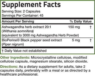 Bronson Ashwagandha Extra Strength Stress & Mood Support with BioPerine Non GMO Formula 90 Vegetarian Capsules