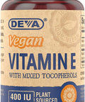 DEVA Vegan Vitamins Vitamin E 400IU with Mixed Tocopherols, Soy-, Non-GMO, 90 Capsules, 1-Pack
