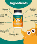 Kids Multivitamin Gummies Vegavero | with Vitamin C, D3, B12, A, B6, Zinc, Calcium & Manganese | NO Preservatives | 100% Vegan | Immune System Support | Forest Fruit Flavour | 60 Gums