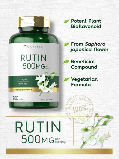 Carlyle Rutin Supplement 500mg | 200 Tablets | Vegetarian Non-GMO Gluten