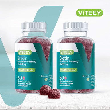 Biotin Gummies For Hair Skin Nails 10,000Mcg - Hair Growth Gummies, Healthy Skin Glow, Strong Healthy Nail Growth - Vegan, Gluten Free, Gelatin Free, Gmo - Tasty Chewable Raspberry Flavor