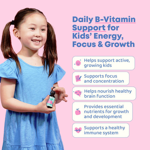 JoySpring Burst B12 Drops Vitamin B Complex for Kids with Methyl B12 Supplement to Support Healthy Growth and Development Vegan Liquid B12 Drops Ages 316+ 2 fl oz (60 Servings)