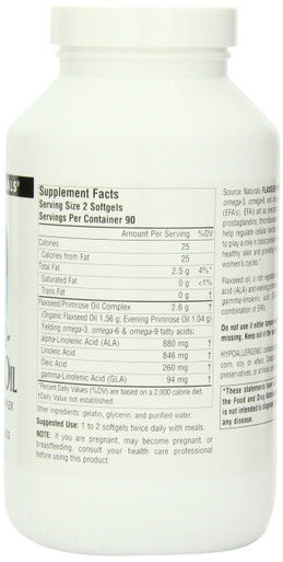 Source s Flax Seed-Primrose Oil, Omega 3,6,9 EFA Complex, 1300mg - 180 Softgels