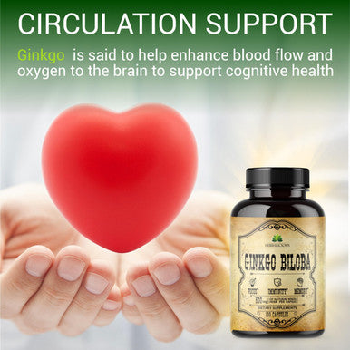 HERBALICIOUS Ginkgo Biloba Capsules - Daily Natural Nootropic Supplement To Support Mental Clarity, Focus, Memory Boost, Stress Relief, Heart And Brain Health&Energy Booster For Men And Women 100Pcs