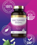 Carlyle Niacinamide 1000 mg | 400 Capsules | High Potency Formula | Non-GMO Gluten Supplement