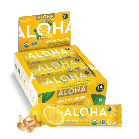 Aloha Organic Plant Based Protein Bars Chocolate Chip Cookie Dough, 1.98 Oz,(Pack of 12)