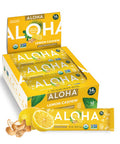 ALOHA Organic Plant Based Protein Bars - Lemon Cashew - 12-Count - Vegan Low Sugar Gluten-Free Paleo Low Carb Non-GMO No Stevia & No Erythritol