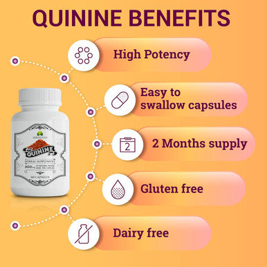 HERBALICIOUS Quinine Capsules - Cinchona Officinalis Bark Herbal Supplement For Muscle, Cramp Defense And Overall Digestive Health - All-Natural Quinine Sulfate Pills, 500Mg Per Capsule, 160 Tablets