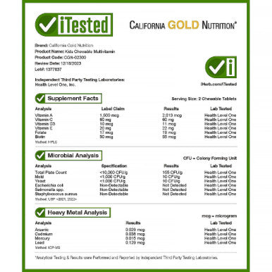California Gold Nutrition Chewable Multi-Vitamin For Children, Assorted Fruit Flavors, 180 Vegetarian Tablets