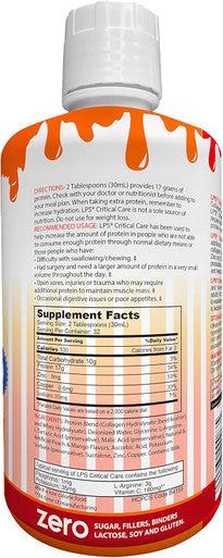 Nutritional Designs Lps Liquid Collagen & Whey Protein Supplement, Sugar-Free, Non-Gmo Drink, Promotes Healthy Skin & Hair For Men & Women. (Critical Care) Peach Mango