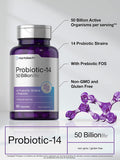 Probiotics with Prebiotics | 60 Capsules | 50 Billion Active Organisms | Non-GMO & Gluten Free Supplement | by Horbaach
