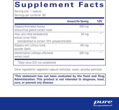 Pure Encapsulations Dgl Plus - Gut Health Supplements For Men & Women - With Marshmallow Root, Aloe Vera Extract & Slippery Elm Bark - Non-Gmo & Vegan - 60 Capsules