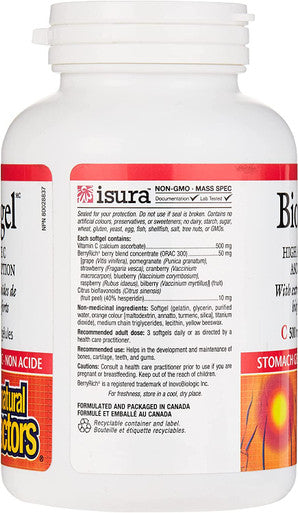 Natural Factors BioCgel Buffered Vitamin C with BerryRich Gentle on The Stomach 90 Soft Gels