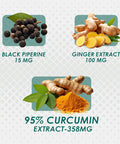 Ambrosial Ambrosial Curcumin with Piperine (Black Pepper) & Ginger | Turmeric supplement with 95% Curcuminoids for Joint Support | Highly Bioavailable & premium Antioxidant | 60 Vegan Capsules