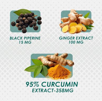 Ambrosial Ambrosial Curcumin with Piperine (Black Pepper) & Ginger | Turmeric supplement with 95% Curcuminoids for Joint Support | Highly Bioavailable & premium Antioxidant | 60 Vegan Capsules