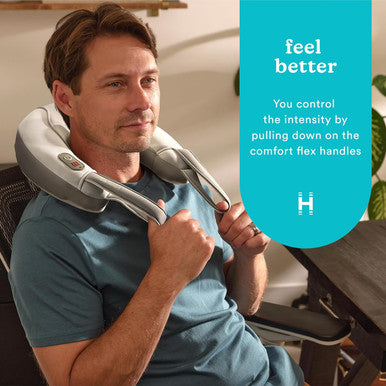 Homedics Pro Therapy Vibration Neck Massager With Heat Soft Foam, Vibration Massage, Plus Soothing Heat And Choice Of 2 Speeds, Pull Tighter To Increase Intensity, Tan