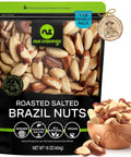NUT CRAVINGS - Brazil Nuts Roasted & Salted - No Shell, Whole (16oz - 1 LB) Packed Fresh in Resealable Bag - Healthy Protein Food Snack, Food Assortments