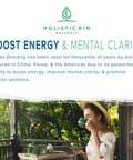 Holistic Bin American Ginseng Capsules Made with Pure Wild Harvested Appalachian Ginseng Root (Panax Quinquefolius) | No Fillers or Additives
