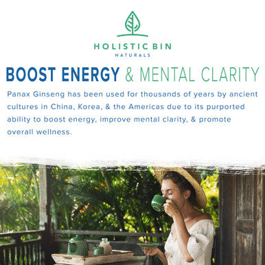 Holistic Bin American Ginseng Capsules Made with Pure Wild Harvested Appalachian Ginseng Root (Panax Quinquefolius) | No Fillers or Additives