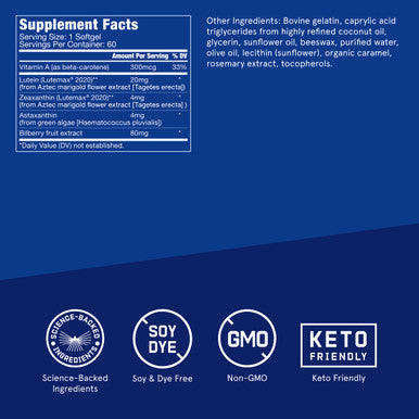 Bulletproof Eye Armor Supplement Softgels, 60 Count, Supplement For Eye Health And Blue Light Protection