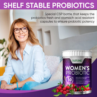 Built Nature Probiotics For Women 50 Billion Cfu, 9 Probiotic Strains With Prebiotics, Cranberry & D-Mannose, Digestive, Immune, Vaginal & Urinary Health, Shelf Stable, Delayed Release, 30 Veggie Capsules