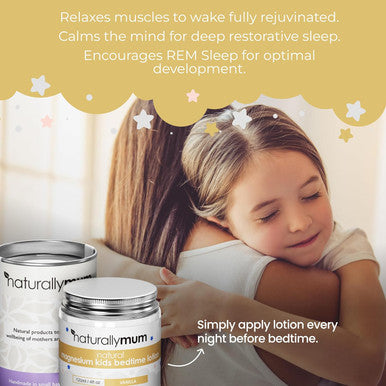 Naturallymum NaturallyMum Kids Magnesium Bedtime Lotion | Support for Sleep Heart Bone Nerve Gut and Muscle Health | Alternative to Melatonin | Topical Cream Safe for Kids | Vanilla | 4.2 fl oz