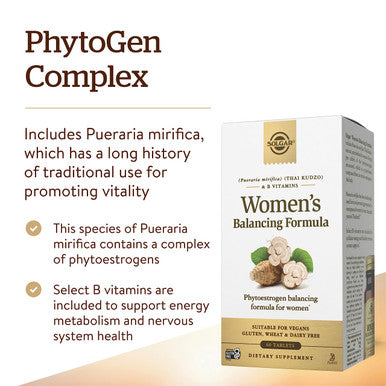Solgar Women'S Balancing Formula 60 Tablets - Pueraria Mirifica - Phytoestrogen Balancing Formula Energy Metabolism Nervous System Health - Vegan Gluten Free Dairy Free Kosher - 60 Servings