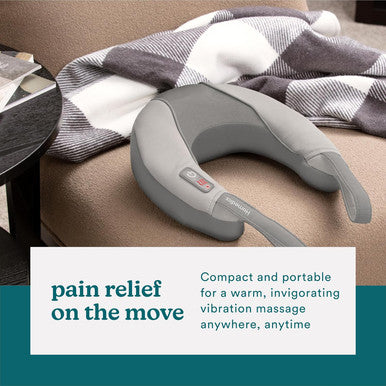 Homedics Pro Therapy Vibration Neck Massager With Heat Soft Foam, Vibration Massage, Plus Soothing Heat And Choice Of 2 Speeds, Pull Tighter To Increase Intensity, Tan