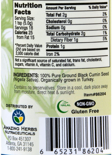 Black Seed Black Cumin Seed - Ground - 4 oz