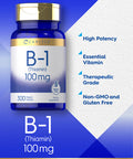 Carlyle Vitamin B-1 | 100Mg | 300 Tablets | Non-Gmo And Gluten Free Thiamin Supplement