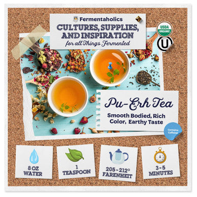 Fermentaholics Usda Organic Loose-Leaf Pu-Erh Tea - Perfect For Homebrewing Kombucha Hot Tea And Iced Tea - Ou her Premium Taste Aroma And Flavor