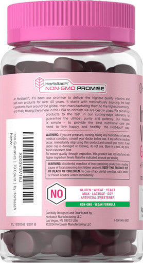 HorbAach Iron Gummies For Women Supplement With B Vitamins 70 Count Grape Flavor Vegan, Non-Gmo & Gluten Free