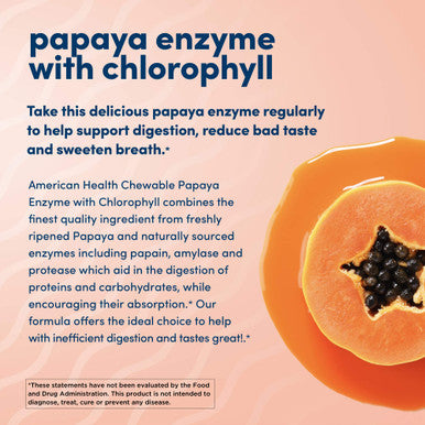 American Health Papaya Enzyme With Chlorophyll 250 Chewable Tablets