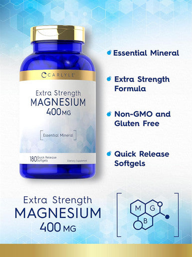 Carlyle - Magnesium Oxide 400mg | 180 Softgels | Non-GMO and Gluten Formula