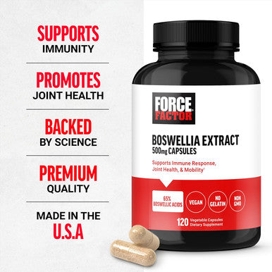 Force Factor Boswellia Extract Capsules Immune Support Supplement and Joint Health Supplement for Women and Men Made with Premium Boswellia Serrata Extract Vegan Non-GMO 120 Capsules