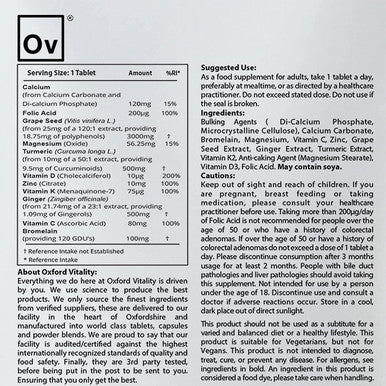Uric Acid Support with Turmeric, Ginger, Bromelain, Vitamins & Minerals | Food Supplements for Men and Women by Oxford Vitality (120)