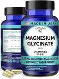 Lunakai Usa Made Pure Magnesium Glycinate Capsules 120Mg Elemental With B6 (P5P) High Absorption Magnesium Supplement For Women and Men Daily Sleep and Muscle Support NonGmo 90Ct