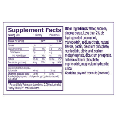 Vicks Children's Botanicals Daily Immune Support* + Antioxidant Action, Gummies, Made with Zinc, Goji Berry, Acerola , and Elderberry, 60 ct