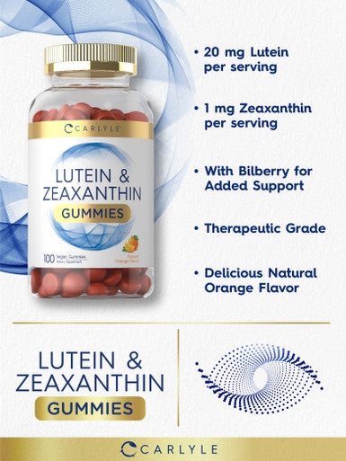 Carlyle Lutein And Zeaxanthin Gummies | 20Mg Of Lutein Supplement | 100 Orange Flavor Vegan Gummies | Non-Gmo, Gluten Free