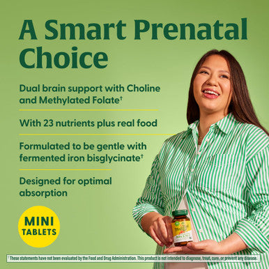 MegaFood Baby & Me 2 Prenatal Vitamin & Minerals - Vitamins For Women - With Folate (Folic Acid Natural Form) Choline Iron Iodine Vitamin C Vitamin D And More - 120 Mini Tabs (30 Servings)