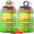 Probiotics Gummies For Women & Men - Fiber Probiotics Gummies With Prebiotics 50 Billion Cfus Probiotics, Inulin, Psyllium Husk & Multivitamin For Gut, Digestion & Immune Health, Vegan, 2 Pack